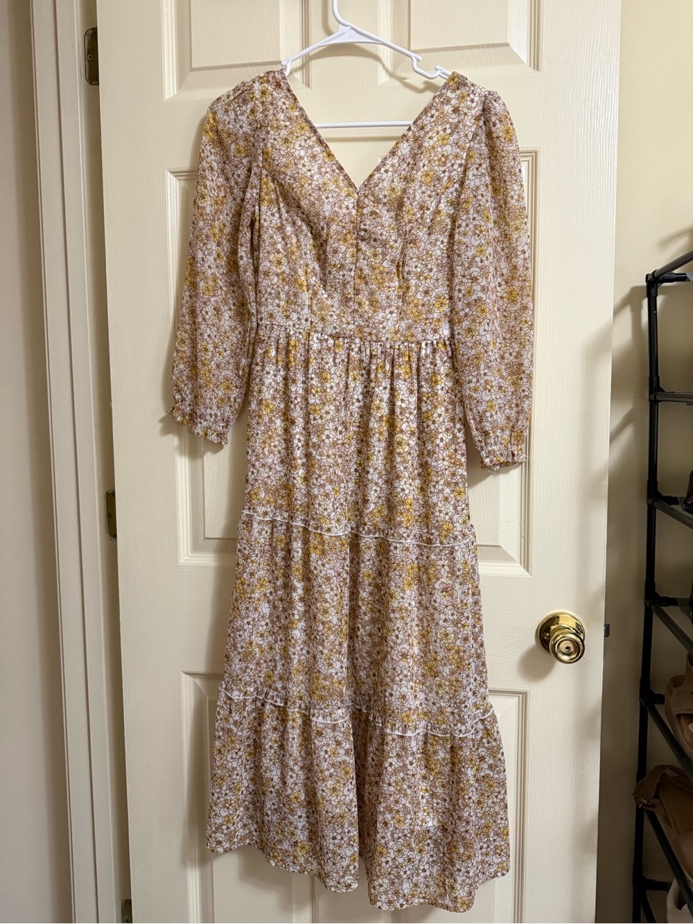 Sincerely Jules Mustard and Cream Floral Maxi Dress